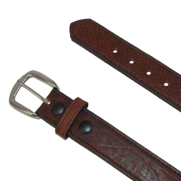 Boston Leather Men's Big & Tall Bison Leather Belt with Removable Buckle - Picture 2 of 2